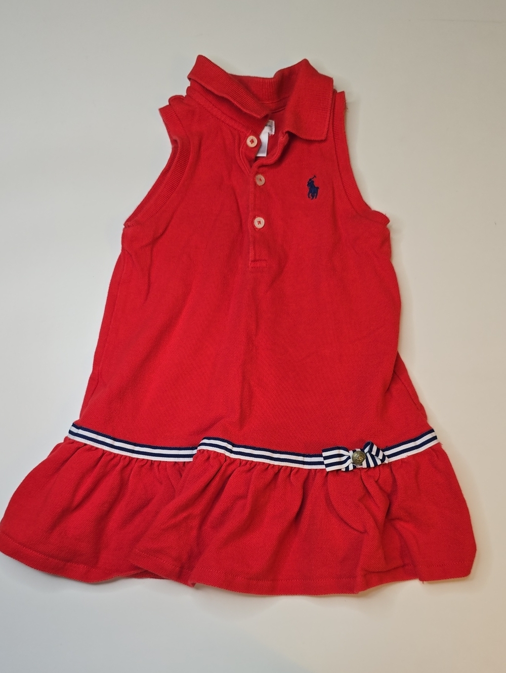 Ralph Lauren Girls' Red Sleeveless Polo Dress